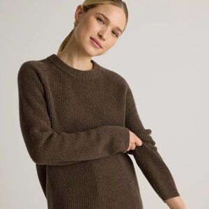 Quince Mongolian Cashmere Fisherman Crewneck Sweater